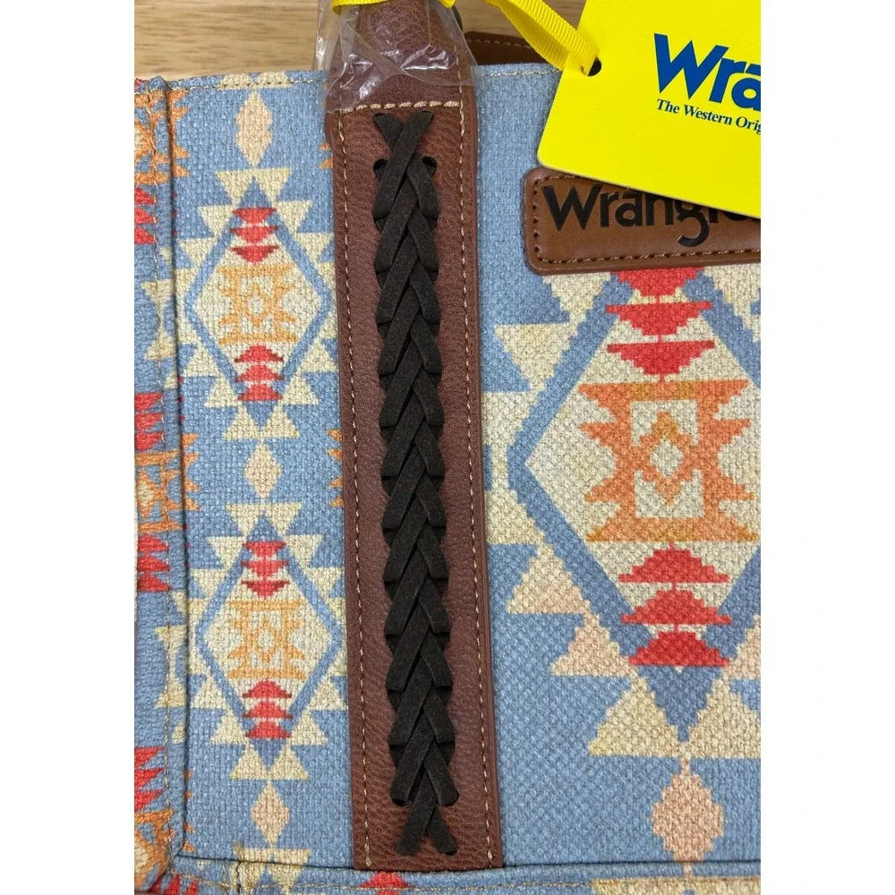 Wrangler Tote Handbag Crossbody Blue‎ Aztec Southwestern Guitar Strap Dust Bag